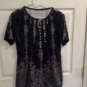 Chic Black and Cream Women's Blouse